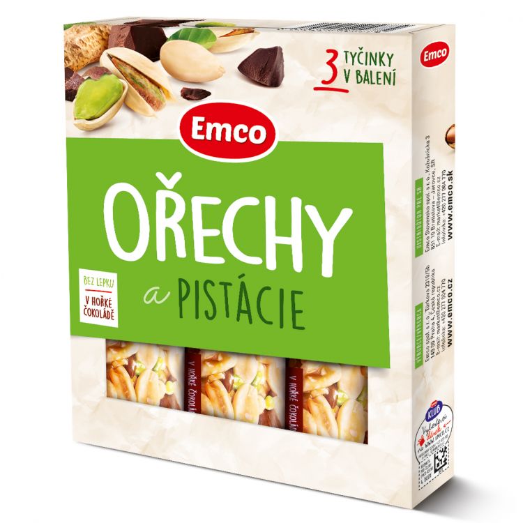 Emco  Tyčinka Orechy a pistácie 3x 35g