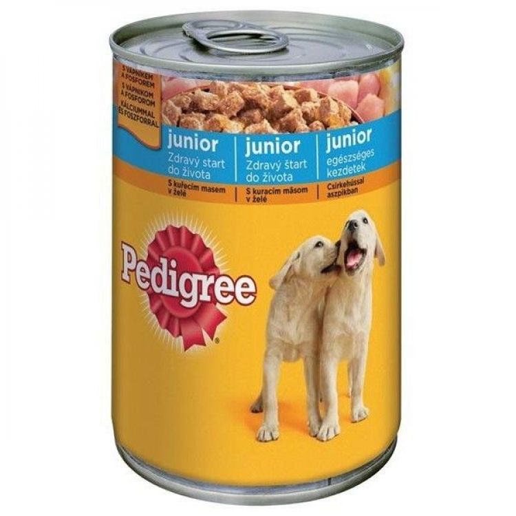 Pedigree Junior s kuracím mäsom v želé konzerva 400 g
