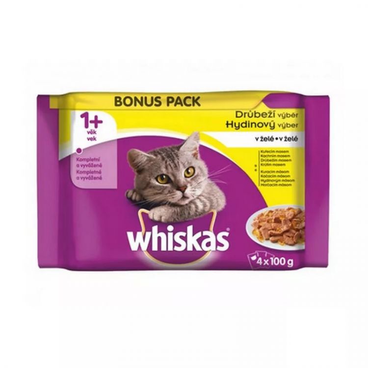 Whiskas hydinový výber v želé kapsičky pre mačky 4 x 85 g