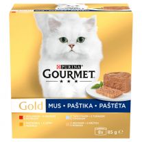 Gourmet Gold konzervy pre mačky tuniak, pečeň, morka, hovädzie paštéta 8×85 g