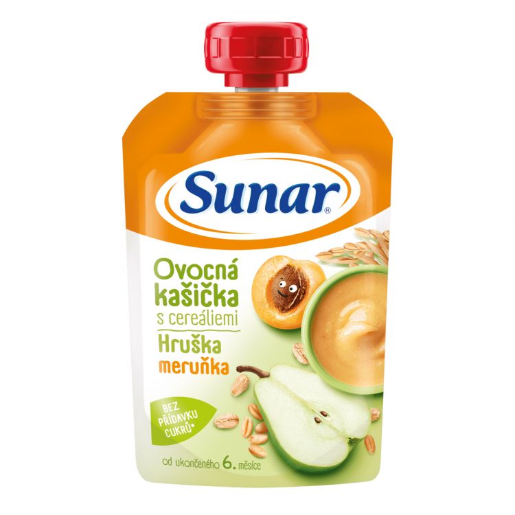 Sunar Ovocná kašička hruška, marhul'a, ovsené vločky 120 g