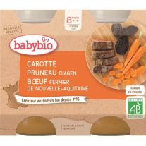 BABYBIO menu mrkvu a sušené slivky s hovädzím mäsom 2x200 g
