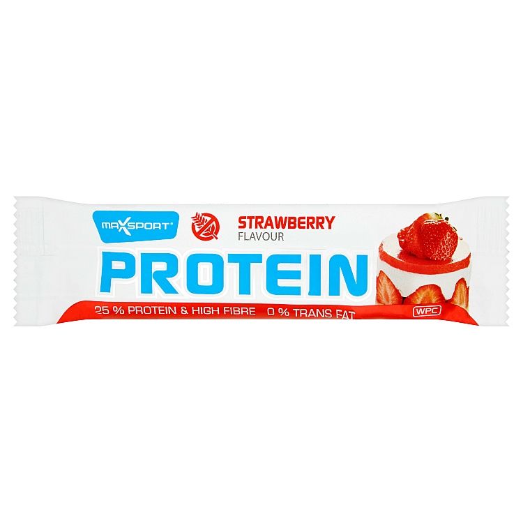 MaxSport Proteínová tyčinka v bielej poleve jahodová 60 g - eDELIA.sk