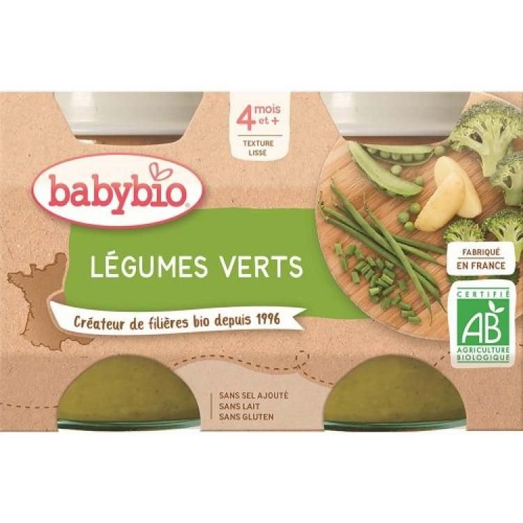 BABYBIO Zeleninový príkrm zelená zelenina 2x130 g