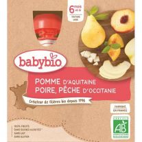 BABYBIO Kapsička Jablko s hruškou a broskyňou 4x90 g