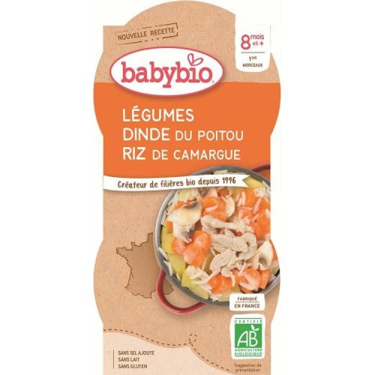 BABYBIO menu zelenina s morčacím mäsom a ryžou 2x200 g