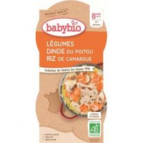 BABYBIO menu zelenina s morčacím mäsom a ryžou 2x200 g