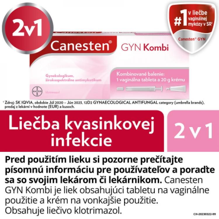 CANESTEN GYN Kombi vaginálna tableta 500 mg + krém 20 g