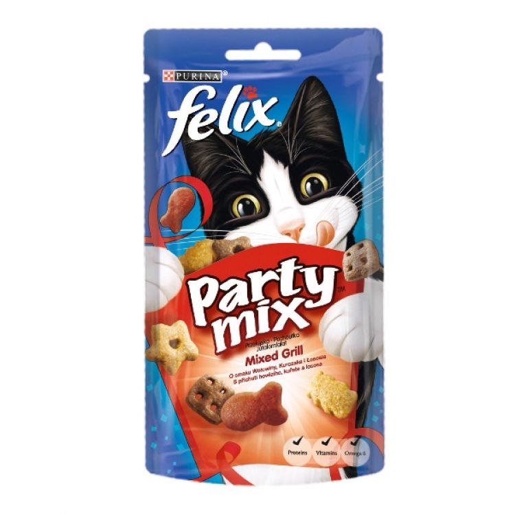 Felix Party Mix maškrty pre mačky Mixed Grill 60 g