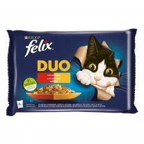 FELIX Fantastic Cat DUO Multipack kura a obličky/ hovädzie a hydina/ morka a pečeň/ jahňacie a teľacie (4x85 g)
