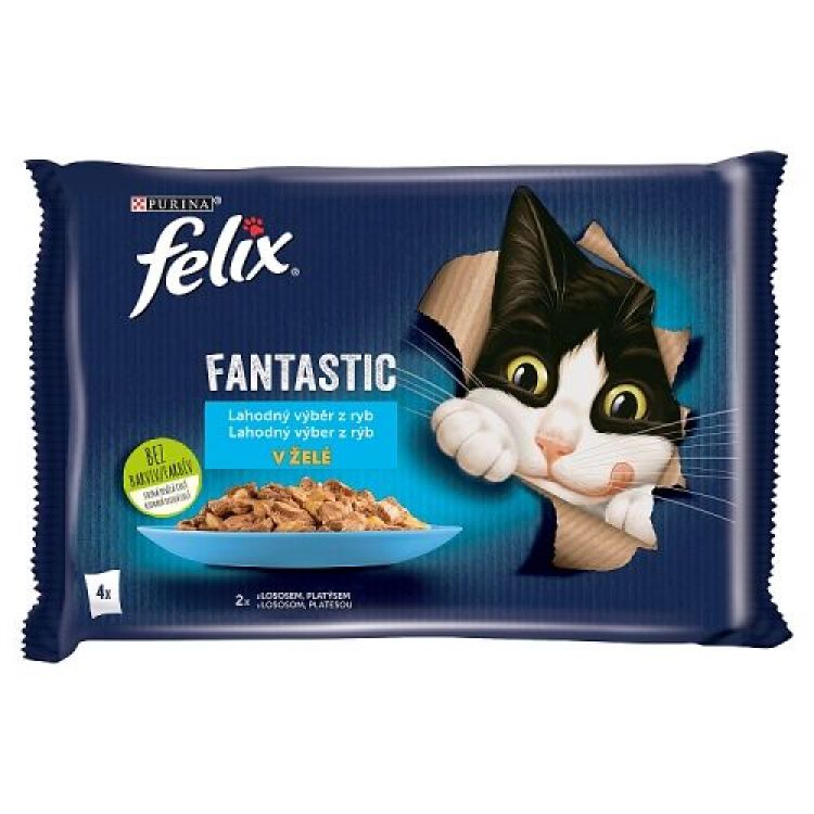 Felix Fantastic kapsičky pre mačky losos, platýs v želé 4x85 g