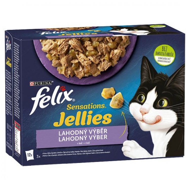 Felix Sensations Jellies kapsičky pre mačky jahňacie, makrela, sleď, morka v želé 12x85 g