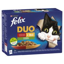 Felix Fantastic DUO kapsičky pre mačky hovädzie a hydina, jahňacie a kura, morka a kačica, bravčové a divina 12×85 g