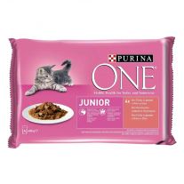 Purina ONE Junior kapsičky pre mačiatka losos v šťave 4×85 g