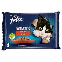 FELIX Fantastic Cat Multipack hovädzie/kura v želé (4x85 g) 