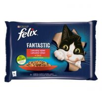Felix Fantastic kapsičky pre mačky kura, hovädzie v želé 4x85 g