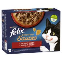 Felix Sensations Sauces kapsičky pre mačky hovädzie, jahňacie, morka, kačica v omáčke 12x85 g