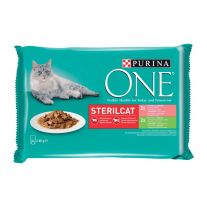 Purina ONE Sterilised kapsičky pre mačky morka, losos v šťave 4×85 g