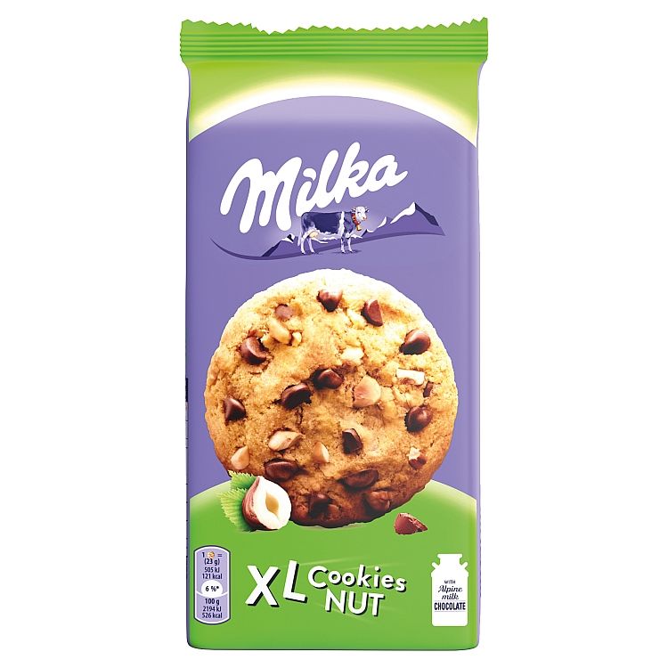 Milka XL Cookie Nut sušienky s kúskami čokolády a orieškami 184 g