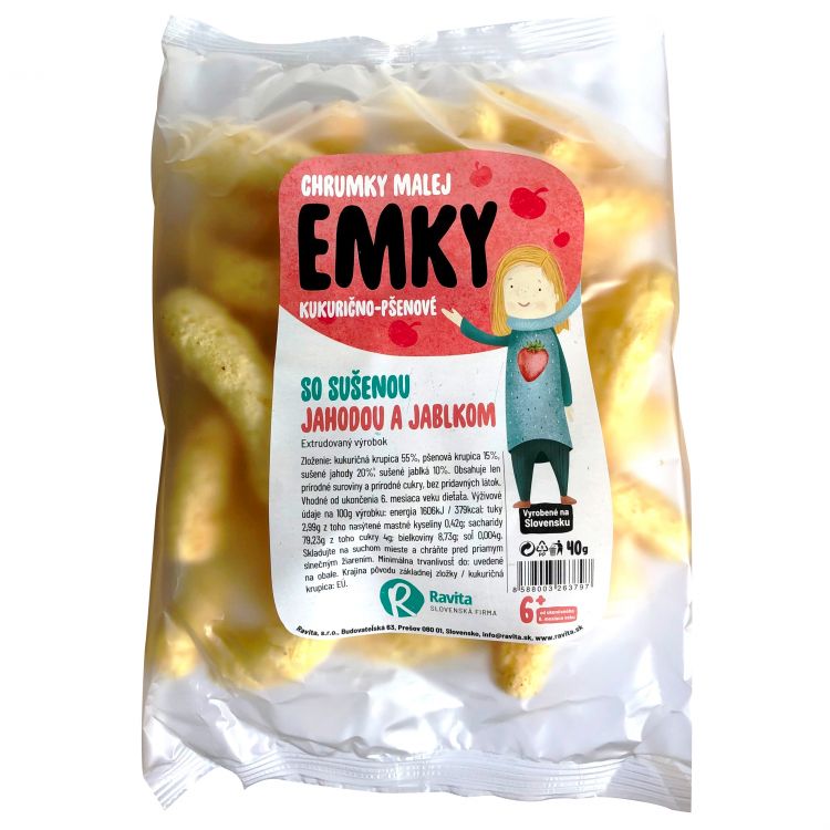 Emky Chrumky kukuričné Jahoda a Jablko 40 g