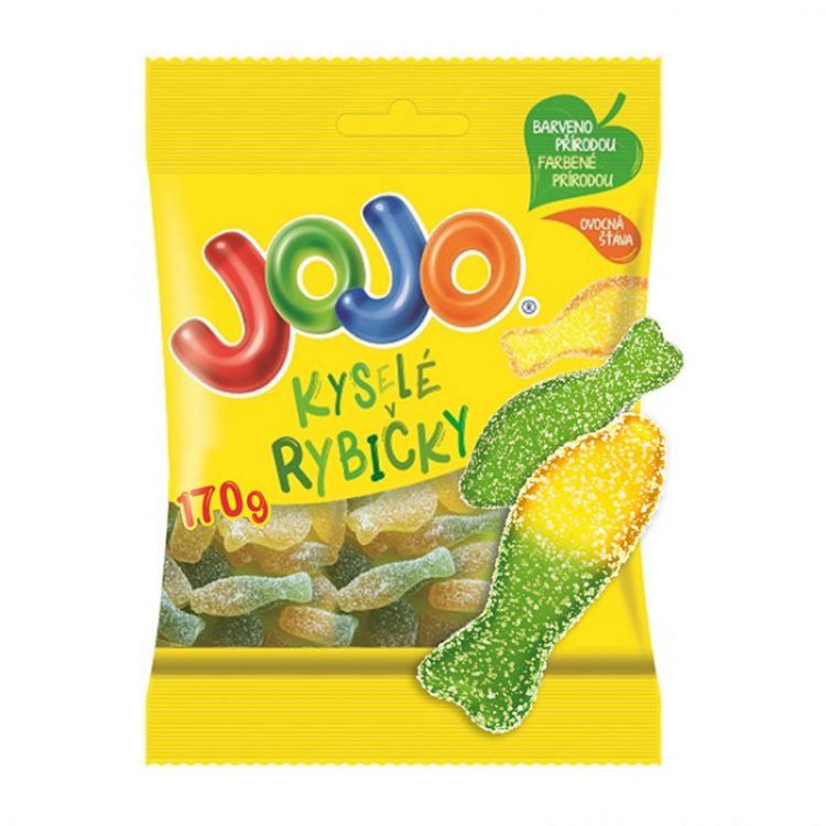 JOJO Kyslé rybičky želé cukríky s ovocnými príchuťami 170 g