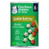 GERBER Organic chrumky s malinami a banánom 35 g