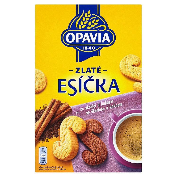 Opavia Zlaté Esíčka sušienky so škoricou a kakaom 220 g