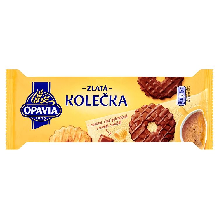 Opavia Zlaté Kolečka s maslovou chuťou polomáčané v mliečnej čokoláde 146 g - eDELIA.sk