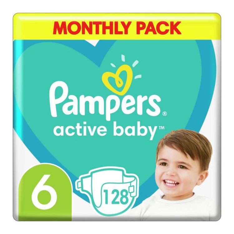PAMPERS Active Baby vel. 6 Extra Large (128 ks)