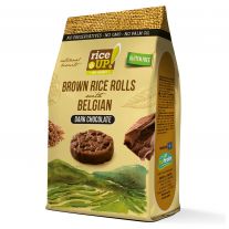 RiceUp! Pufované mini kolieska z celozrnnej hnedej ryže máčané v tmavej čokoláde 50 g