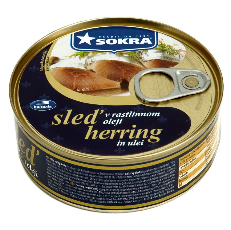 SOKRA Sleď v rastlinnom oleji 240 g
