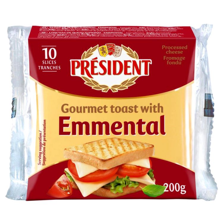 President Tavené plátky Emmental 200 g (10x20 g)