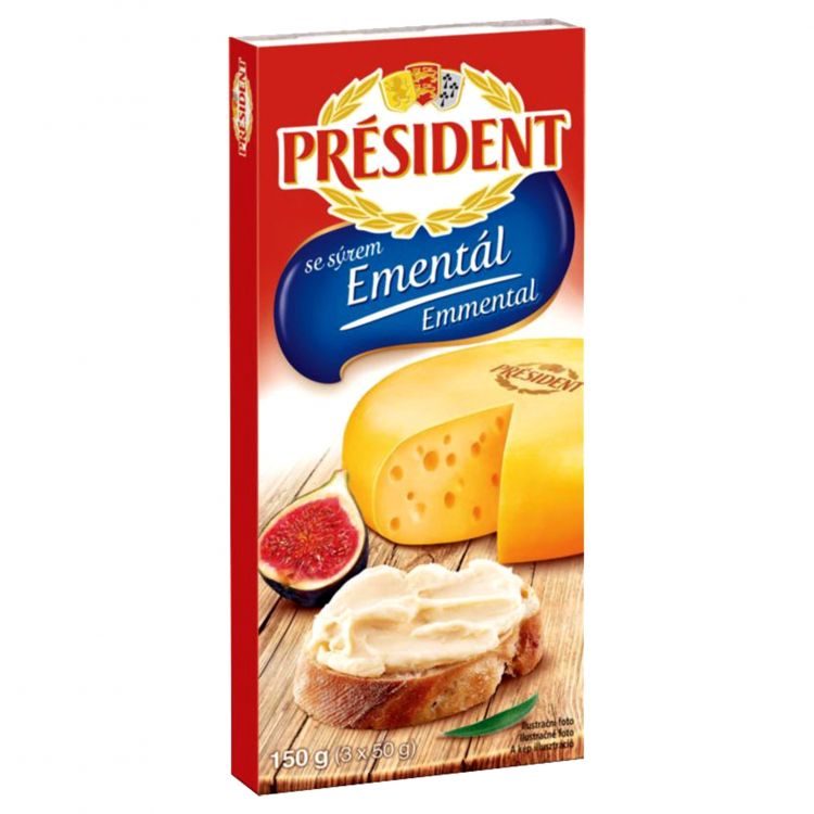 Président Tavený sýr se sýrem Ementál 150 g