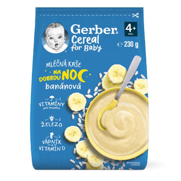 GERBER Cereal mliečna kaša banánová Dobrú noc 230 g