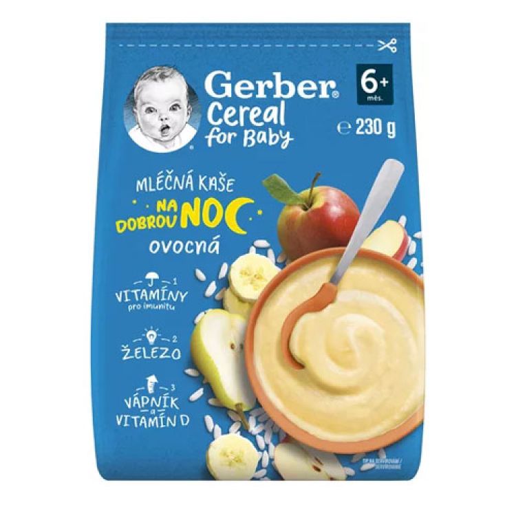 GERBER Cereal mliečna kaša ovocná Dobrú noc 230 g