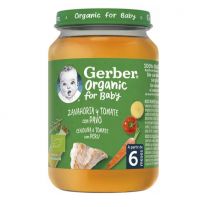 GERBER Organic detský príkrm mrkva a rajčiny s morčacím mäsom 190 g