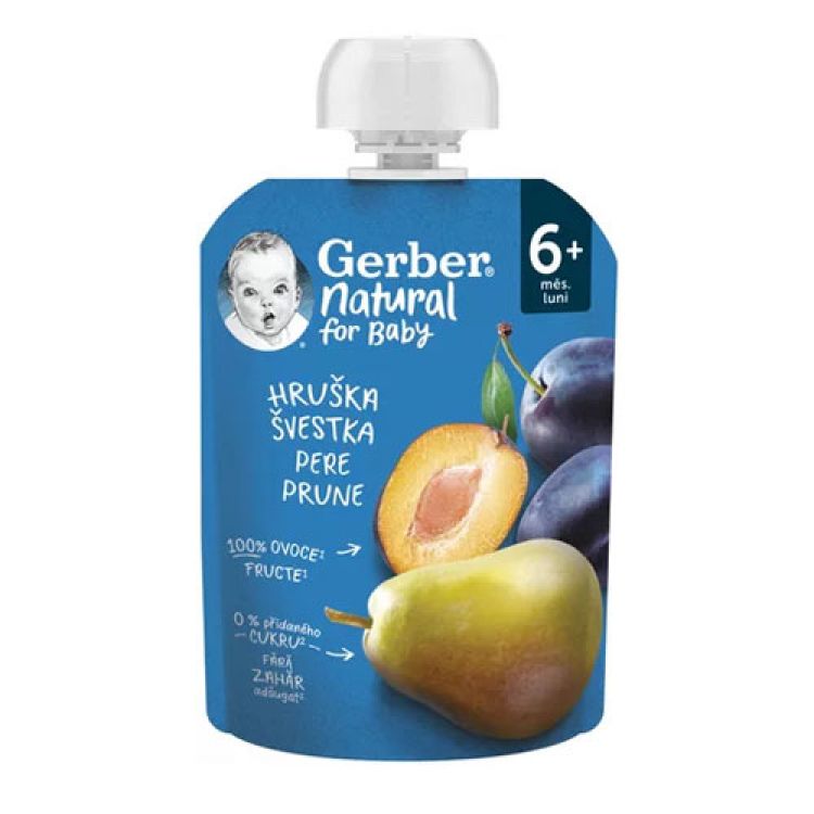 GERBER Natural kapsička Hruška a Slivka 90 g