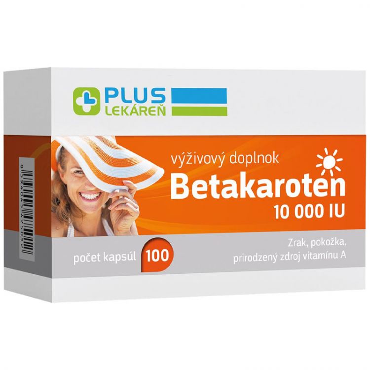 Plus Lekáreň Betakarotén 10 000 IU, výživový doplnok, 100 kapsúl