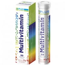 Plus Lekáreň Multivitamín s príchuťou pomaranča, výživový doplnok, 76 g, 20 šumivých tabliet