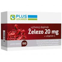 Plus Lekáreň Železo 20 mg + vitamín C, výživový doplnok, 100 tabliet