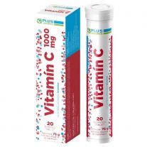 Plus Lekáreň Vitamín C 1000 mg, výživový doplnok so sladidlami /príchuť brusnice/, 76 g, 20 šumivých tabliet
