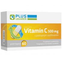 Plus Lekáreň Vitamín C 500 mg, výživový doplnok s postupným uvoľňovaním, 60 kapsúl