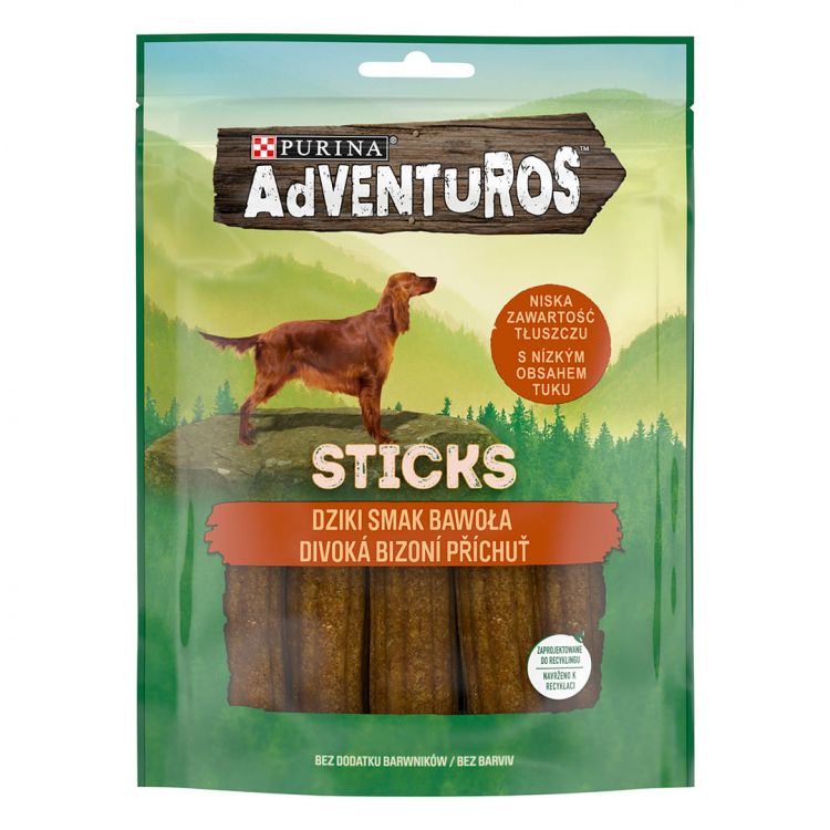 Adventuros Sticks maškrty pre psov bizón 120 g