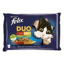 FELIX Fantastic Cat DUO Multipack jahňacie a kura/bravčové a zverina so zeleninou (4x85 g)