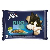 FELIX Fantastic Cat DUO Multipack treska a losos/ losos a sardinky/ sleď a pstruh/ pstruh a makrela (4x85 g)