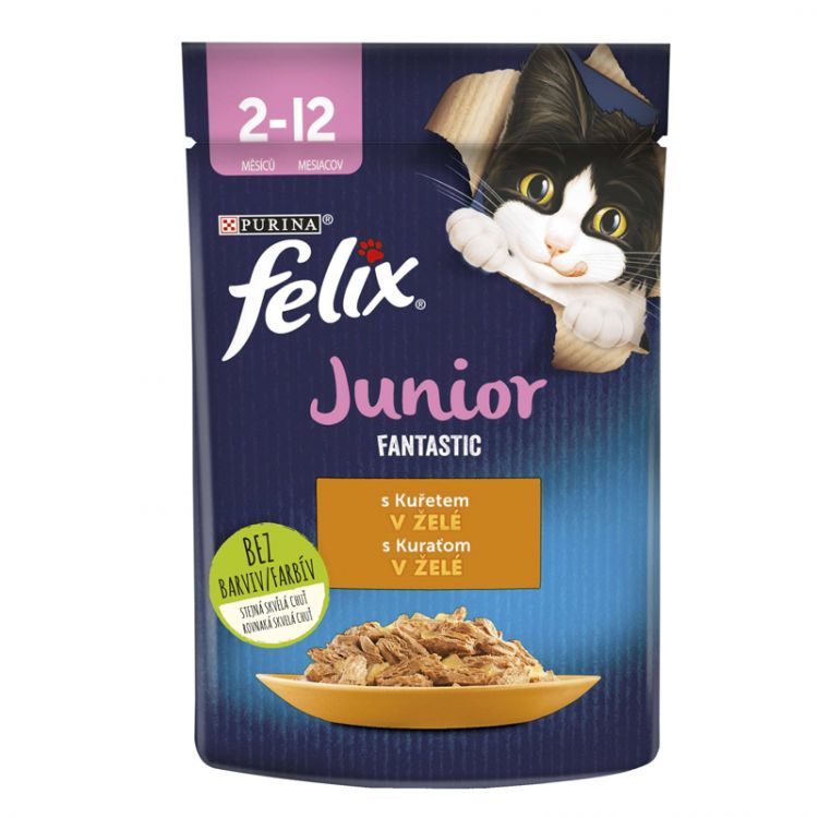 Felix Fantastic Junior kapsička pre mačiatka kura v želé 85 g