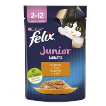 Felix Fantastic Junior kapsička pre mačiatka kura v želé 85 g