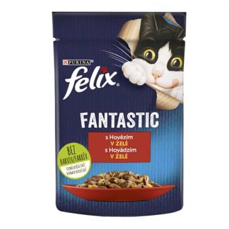 Felix Fantastic kapsička pre mačky hovädzie v želé 85 g