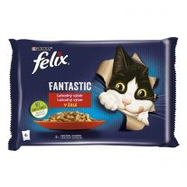 Felix Fantastic kapsičky pre mačky králik, jahňacie v želé 4x85 g