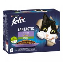 FELIX Fantastic Cat Multipack hovädzie s mrkvou/ kura s rajčinami/ losos s cuketou/ pstruh so zel. fazuľ. v želé (12x85 g)